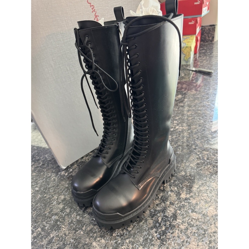 Balenciaga Women's Strike‎ 20mm High Top Black Boots Size 37 US 7. NWB